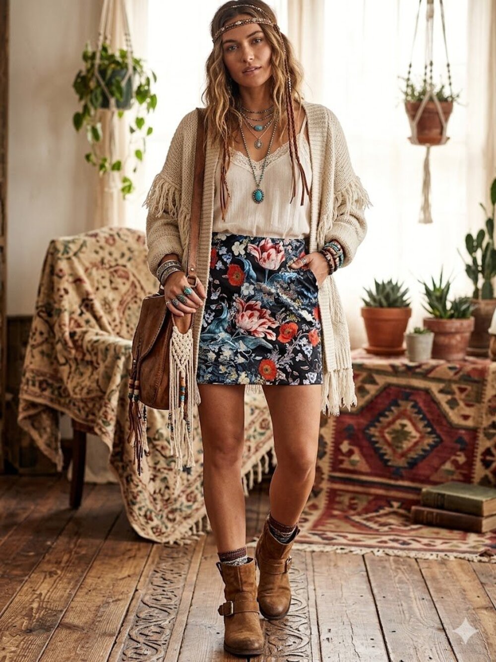 Floral Mini Skirt - Size Small